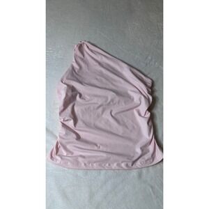 Trendy Queen Pink One Shoulder Ruched Side Top Size L Asymmetrical Sleeveless